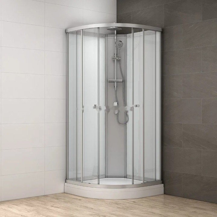 Kompletní sprchový kout Modera | 80×80 cm bílé sklo posuvné dveře čtvrtkruhová