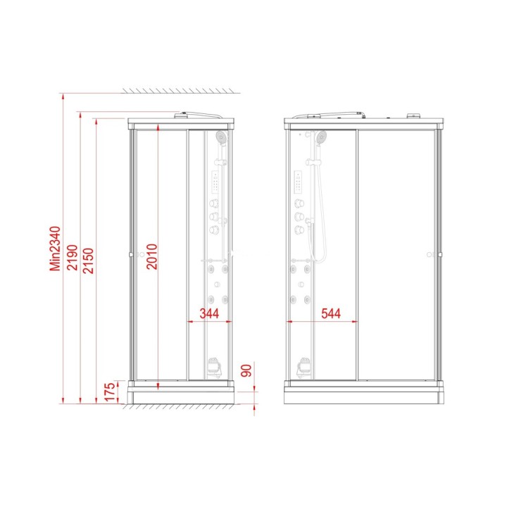 Parní kabina Modera pro 1 osobu | 120×80 cm černé sklo posuvné dveře obdélníková