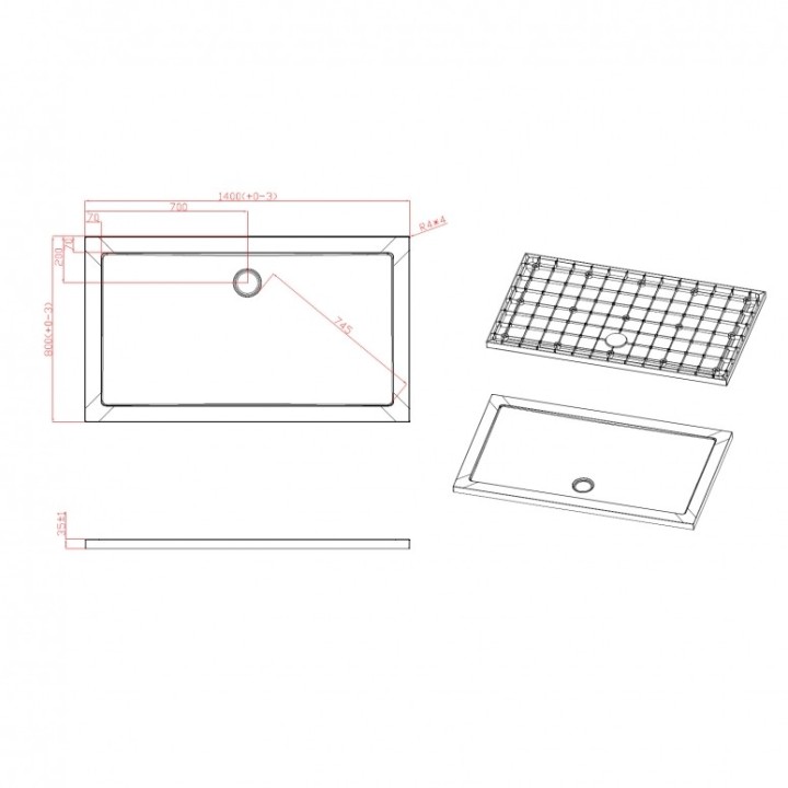 Sprchová vanička Mocoori 90x90
