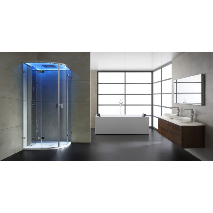 Parní sprchový box EAGO AWT LD109F15 stříbrný 100×100