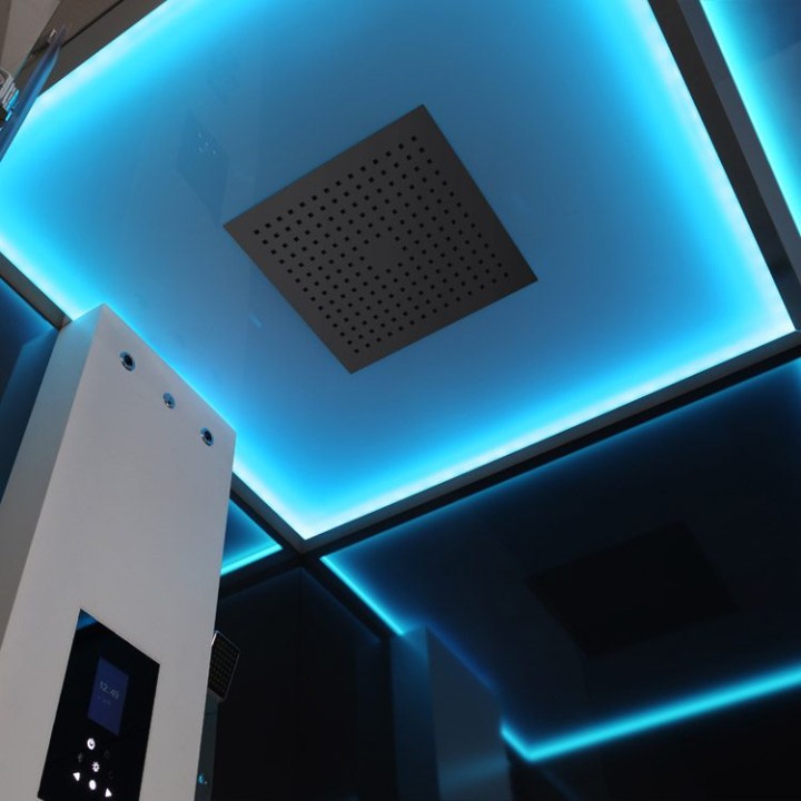 Parní sprchový box EAGO AWT LD209F15 s sprchovou vaničkou bílý 100×100