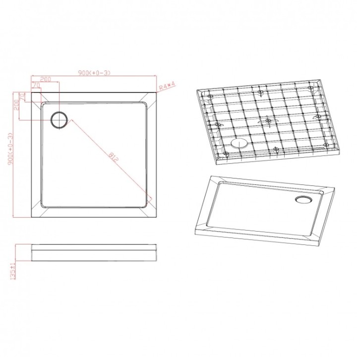 Sprchová vanička Mocoori 90x180