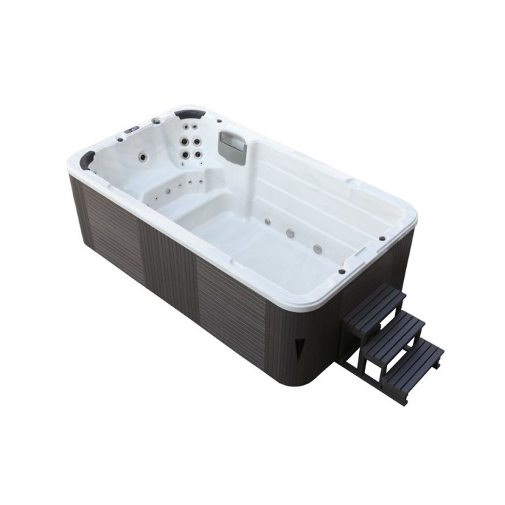 SWIM SPA - Venkovní vířivý bazének s protiproudem Sterling silver/šedý kabinet 400x230x135 cm