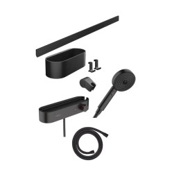 Hansgrohe WallStoris - Set sprchové hlavice 105, 3 proudy, termostatu a koupelnových doplňků, matná černá 24250670